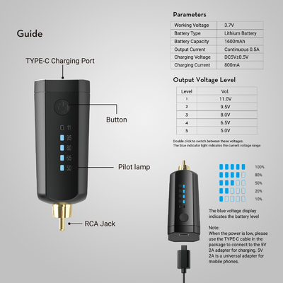 Solong 1600 Mah Tattoo ασύρματη μπαταρία PCA Tattoo μπαταρία πακέτο